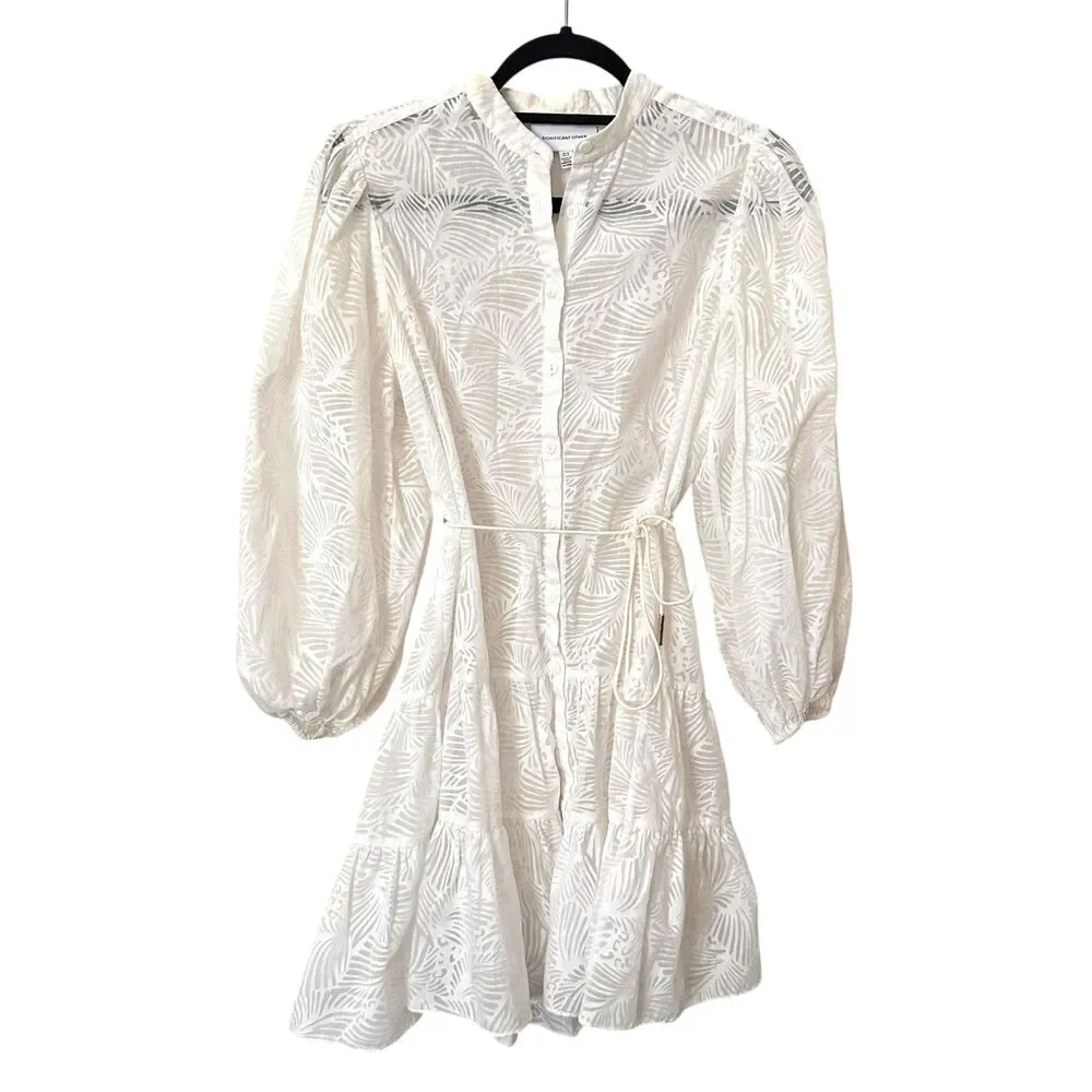 SIGNIFICANT OTHER Pia Patterned Buttoned Front Mini Dress White Sz 4 - Picture 2 of 5